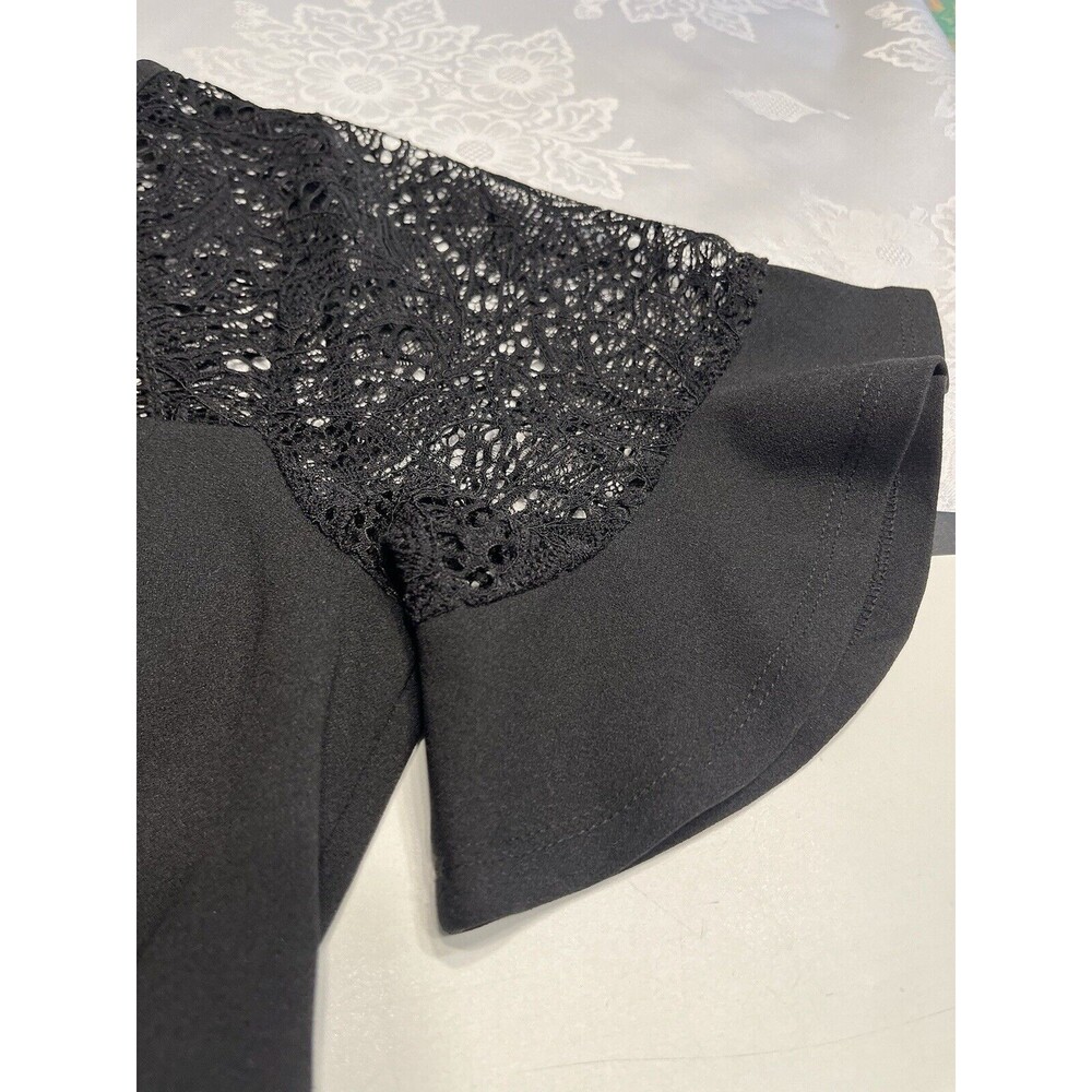 Torrid Black Lace Crepe Scuba Dress Flutter Sleeves Sz ML 10 - Picture 3 of 13